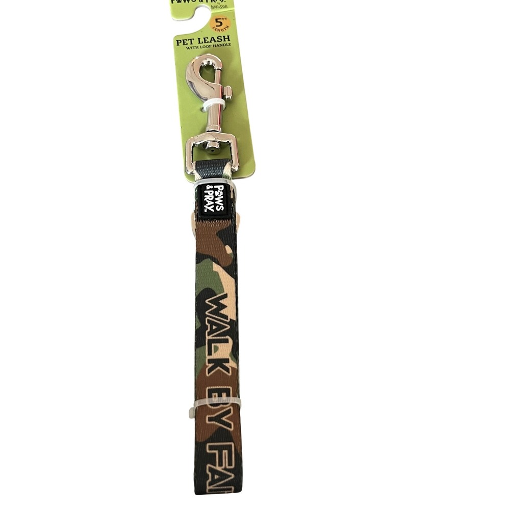 Kerusso Paws & Pray 5Ft Pet Leash Walk By Faith Camo w Loop Handle NWT #1